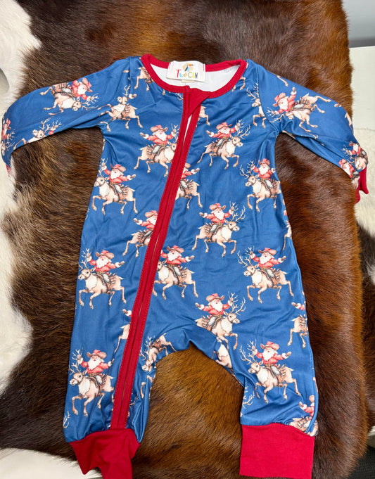 Cowboy Santa Zipper Infant Romper