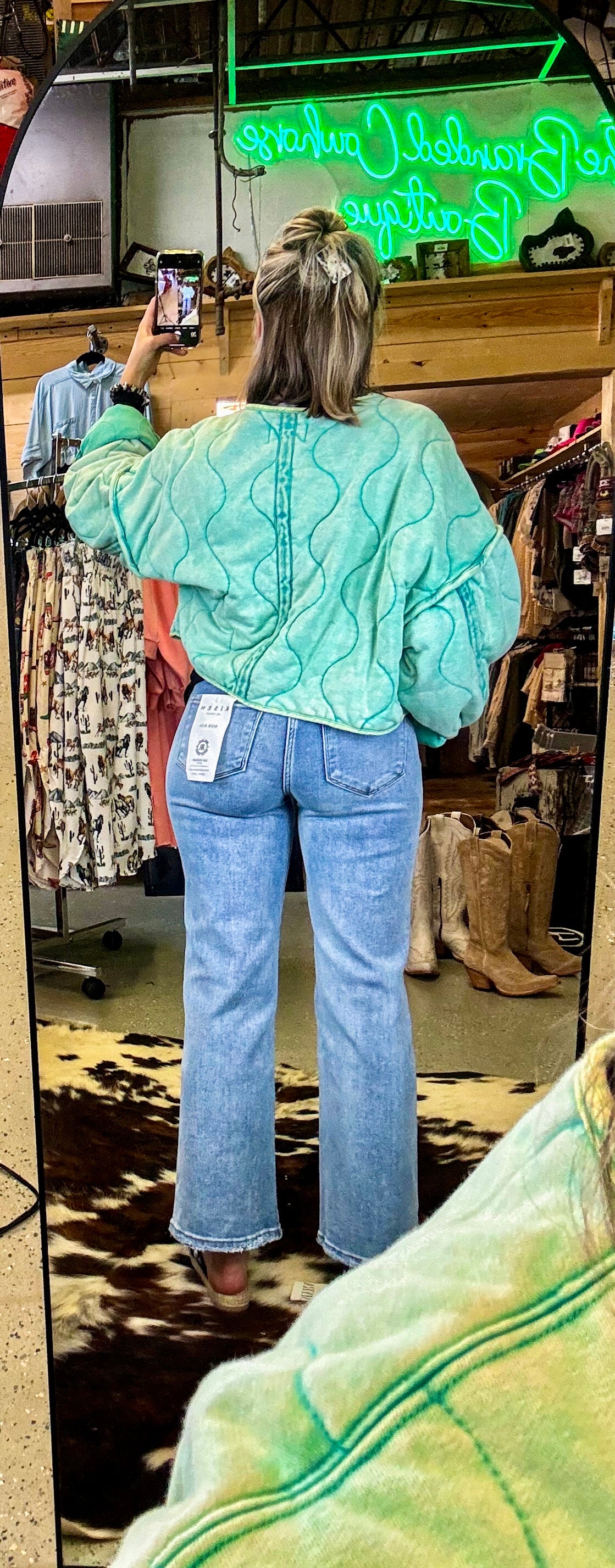 Tummy Control High-Rise Crop Wide Jeans