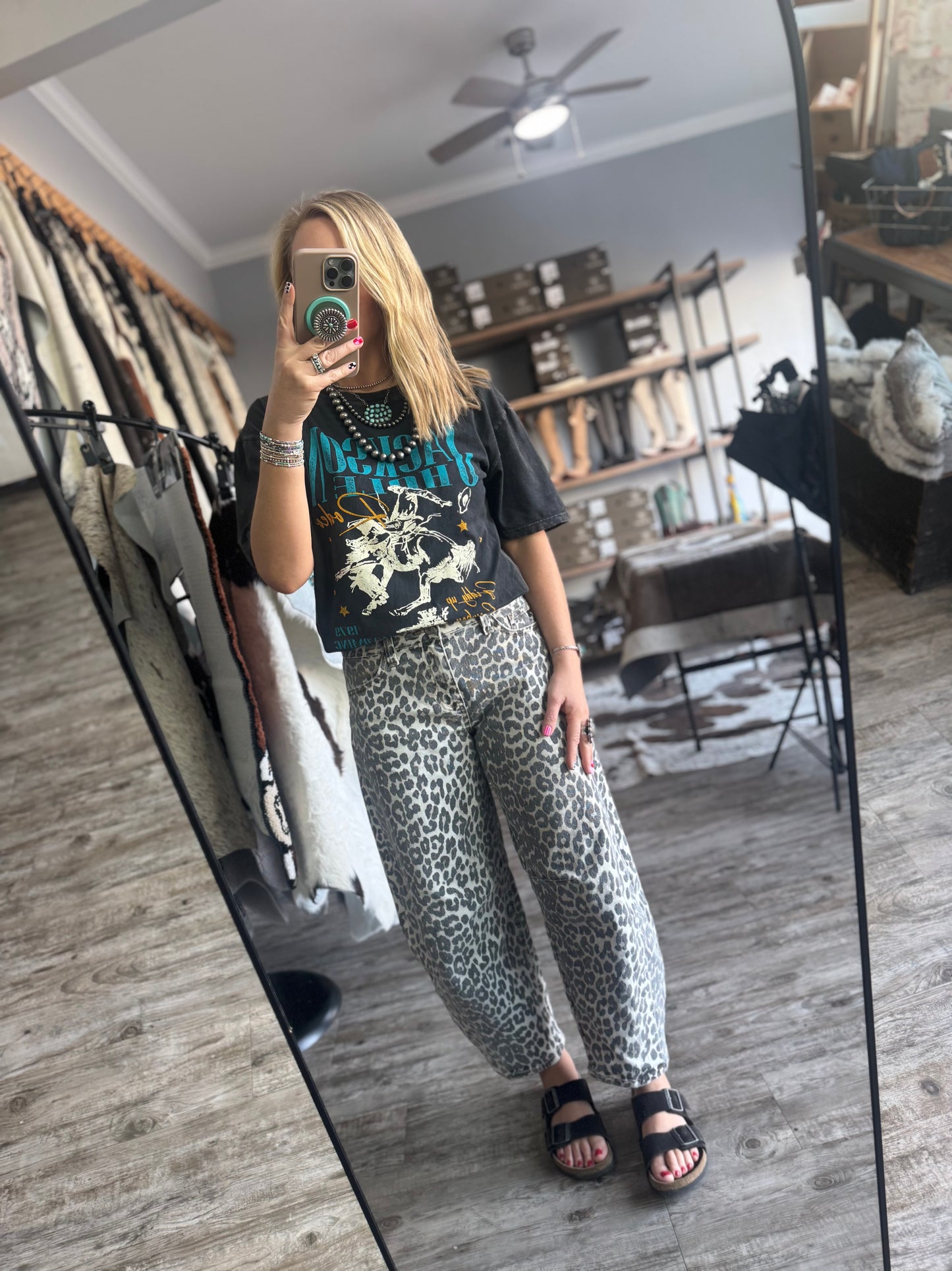 Leopard Barrel Jeans