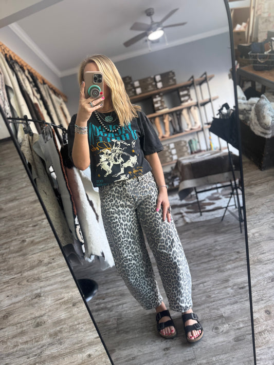 Leopard Barrel Jeans
