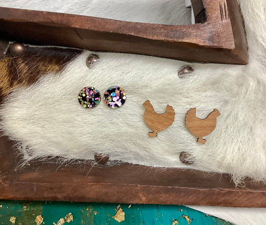 Chicken stud earrings