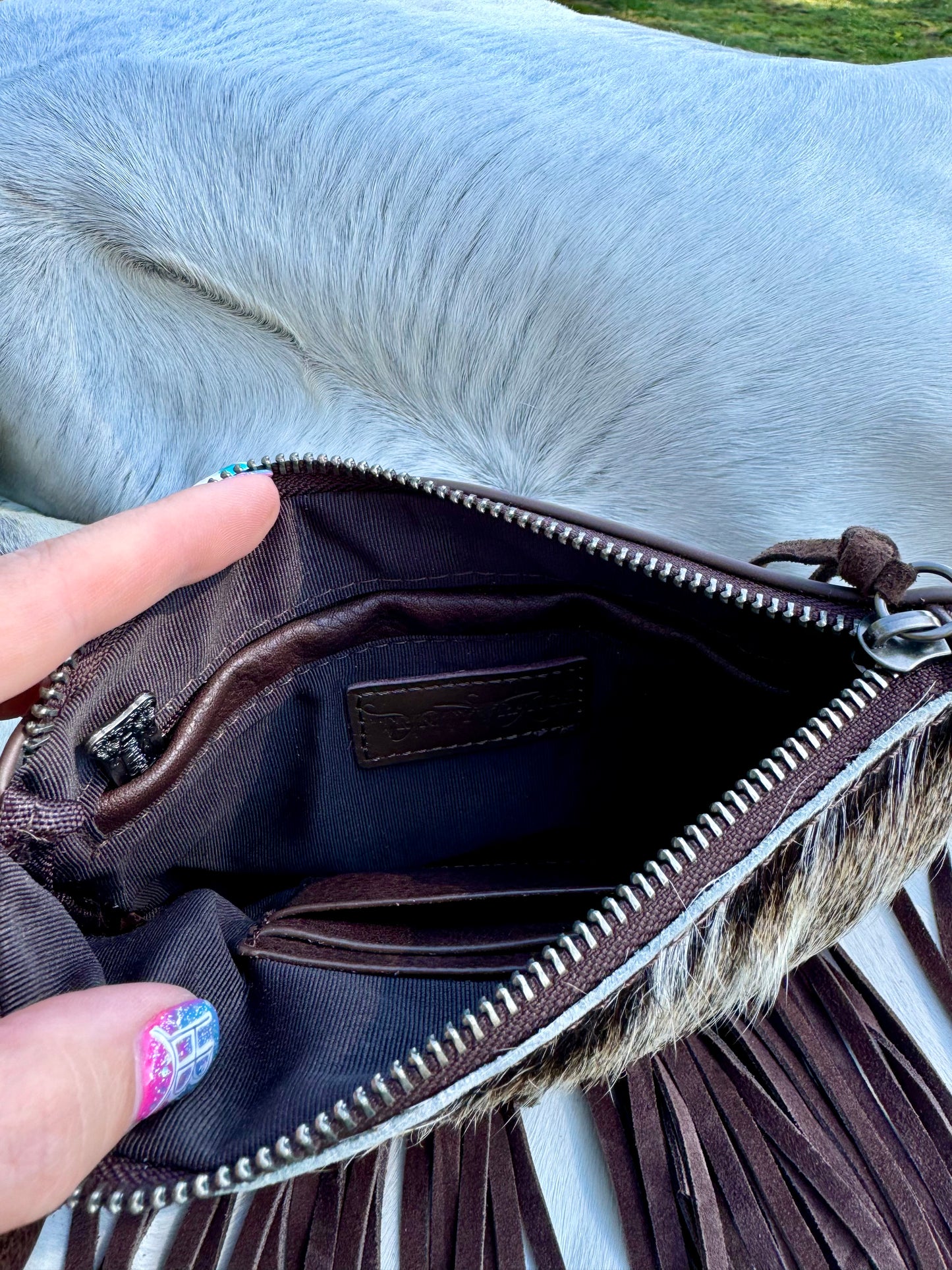The Fringy Freida Cowhide Wristlet