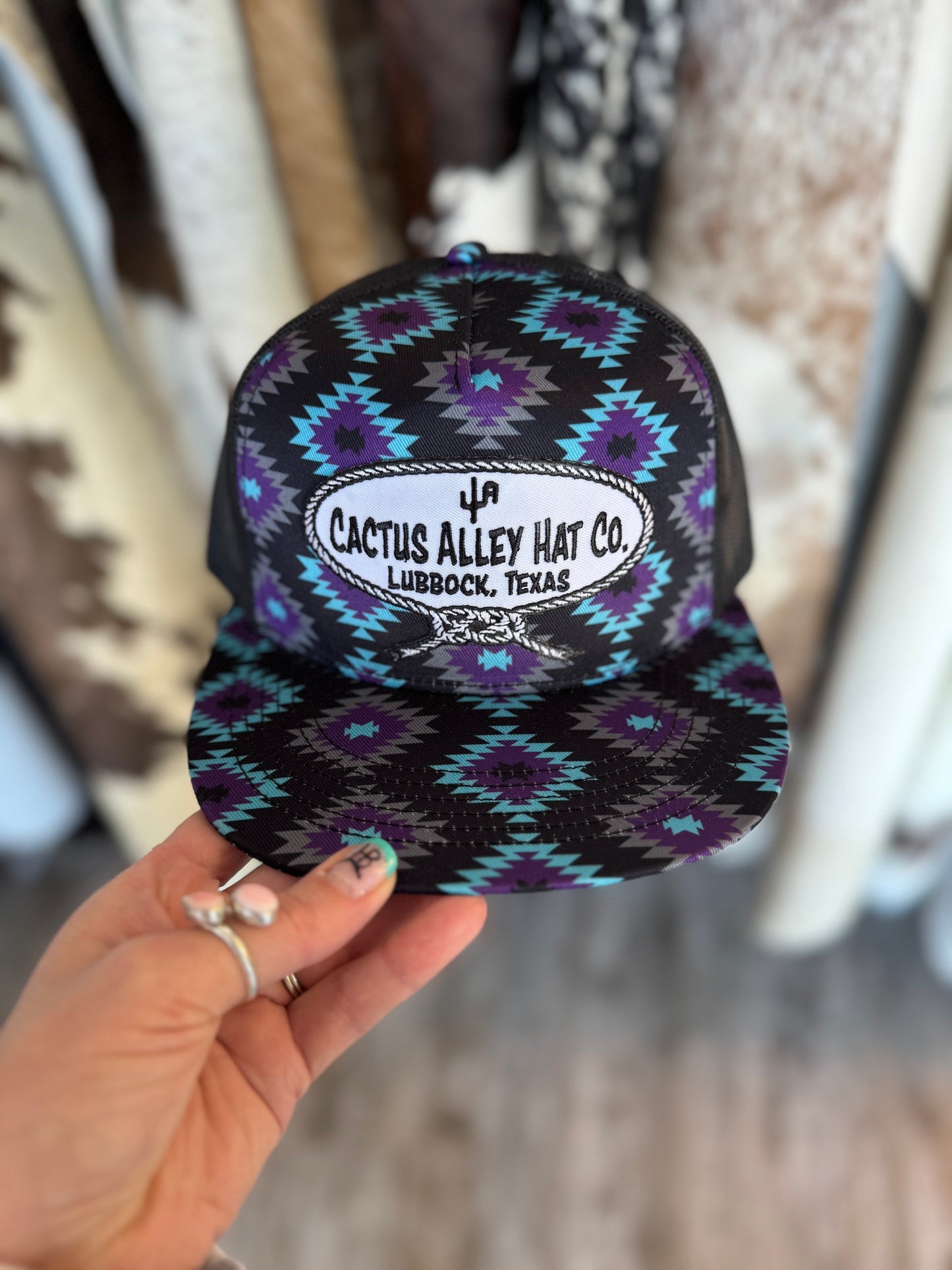 Neck Rope Cactus Alley Cap (Blue Aztec)