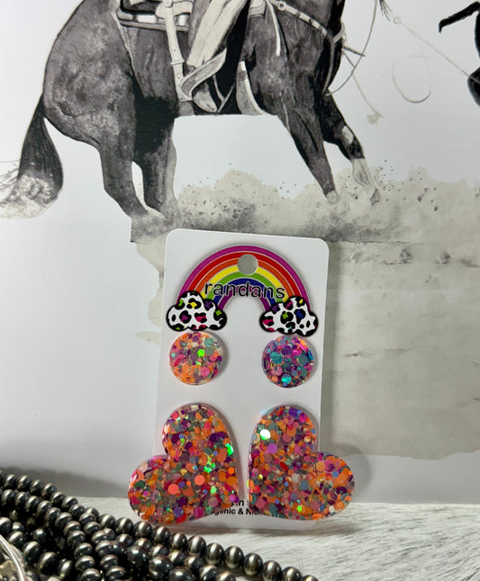Confetti heart studs earrings