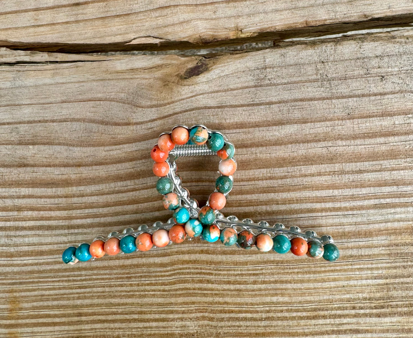 Natural Stones On Metal Claw Clip
