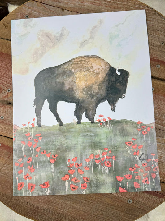 Buffalo in Poppies Print