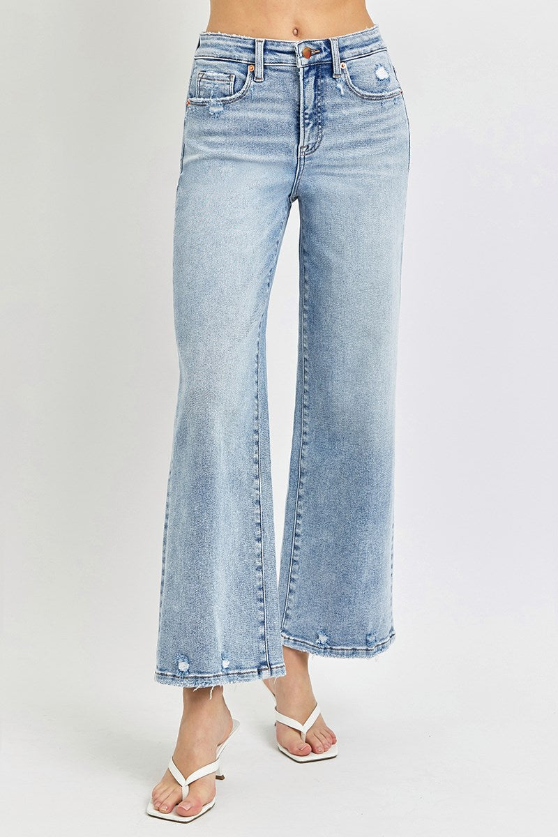 Tummy Control High-Rise Crop Wide Jeans