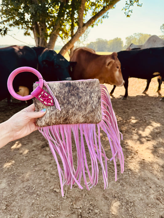 The Fringy Freida Cowhide Wristlet