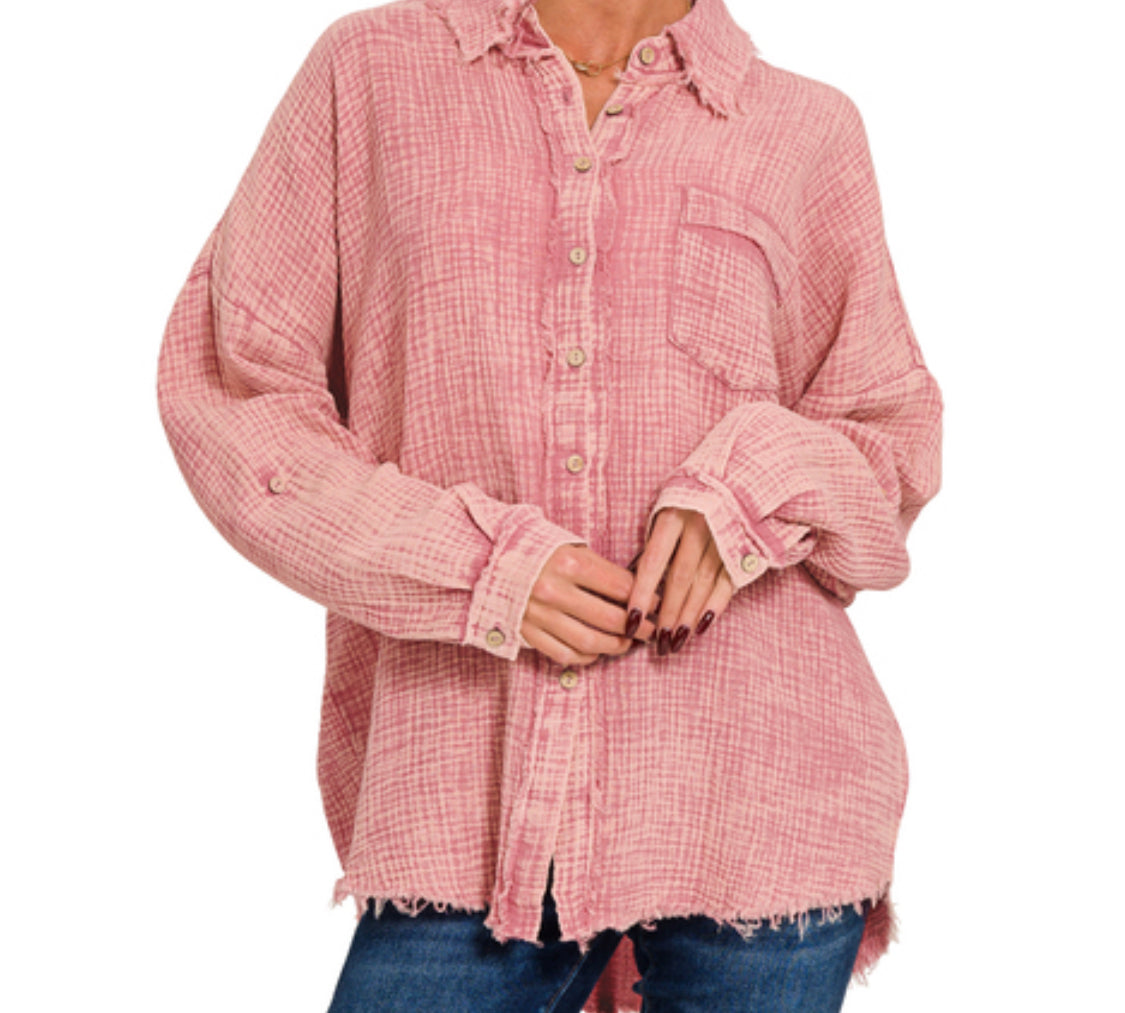 Gauze Button Down Shirt