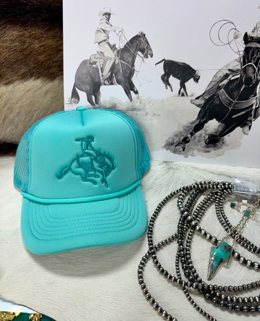 Turquoise Broncin' Trucker Cap