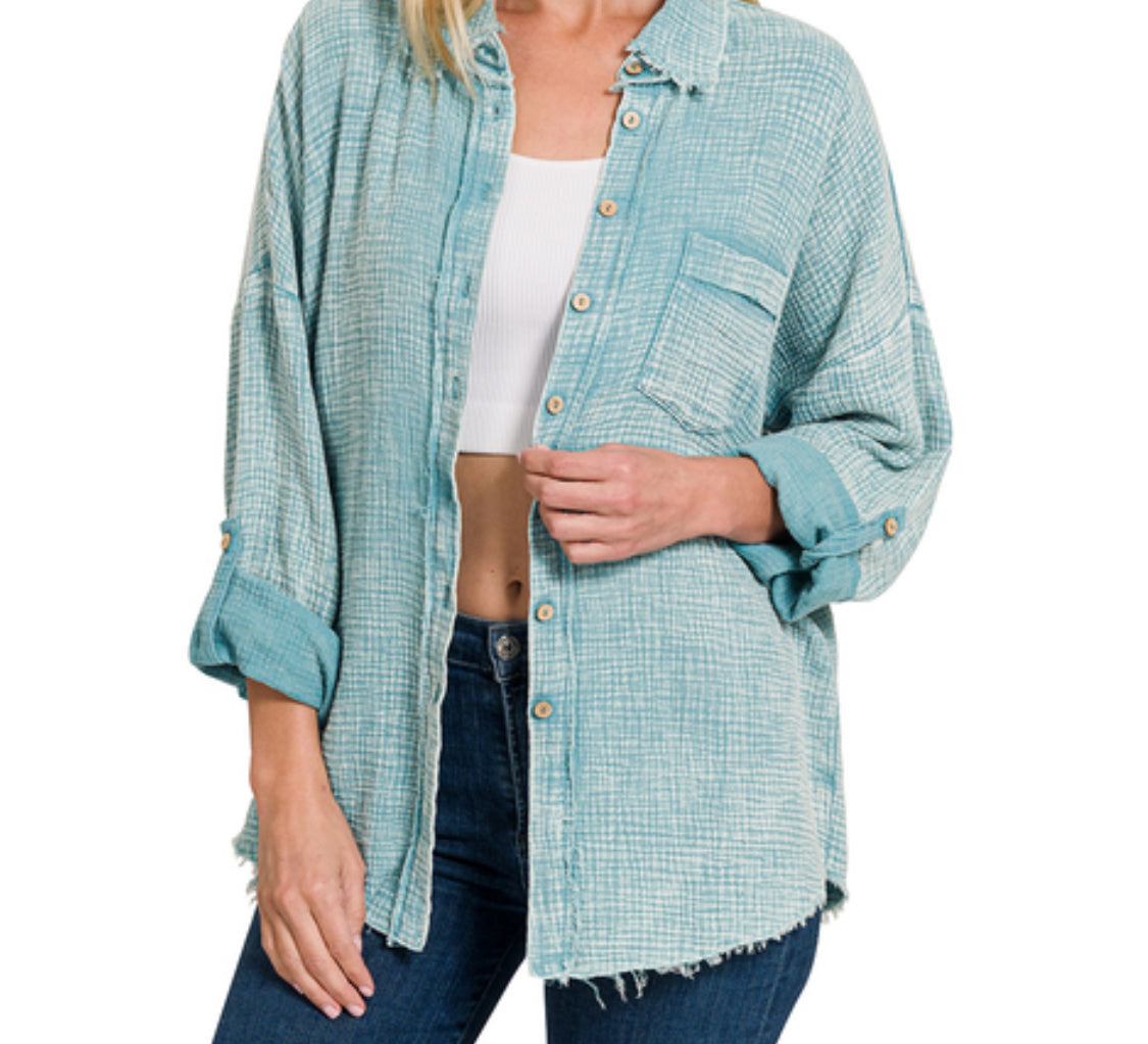 Gauze Button Down Shirt