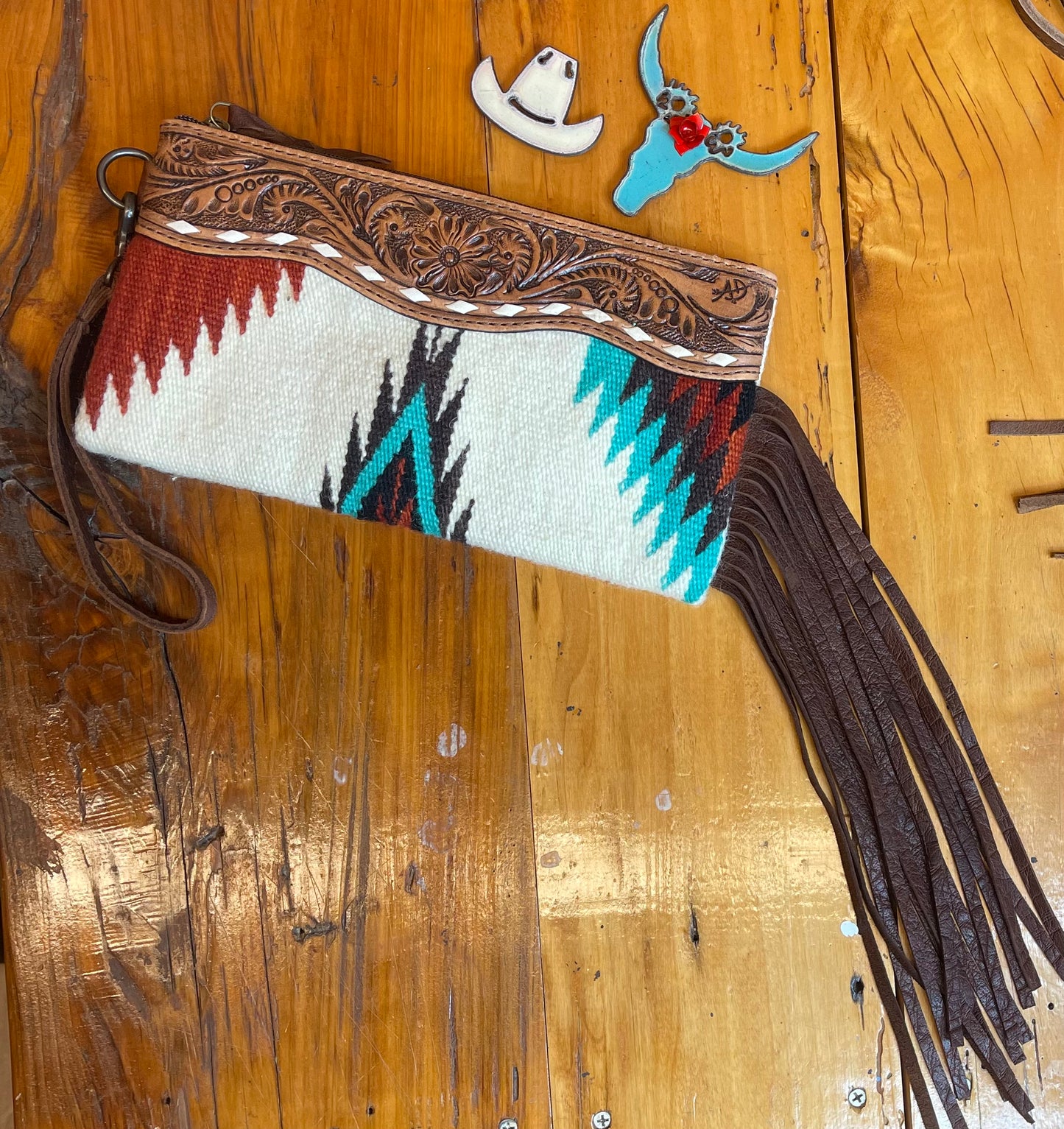 Saddle Blanket Clutch with Fringe