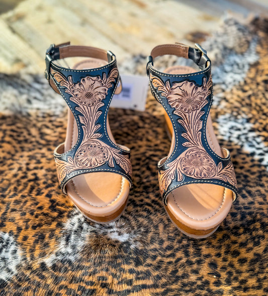 Talitha Hand-Tooled Wedge Heel Shoes