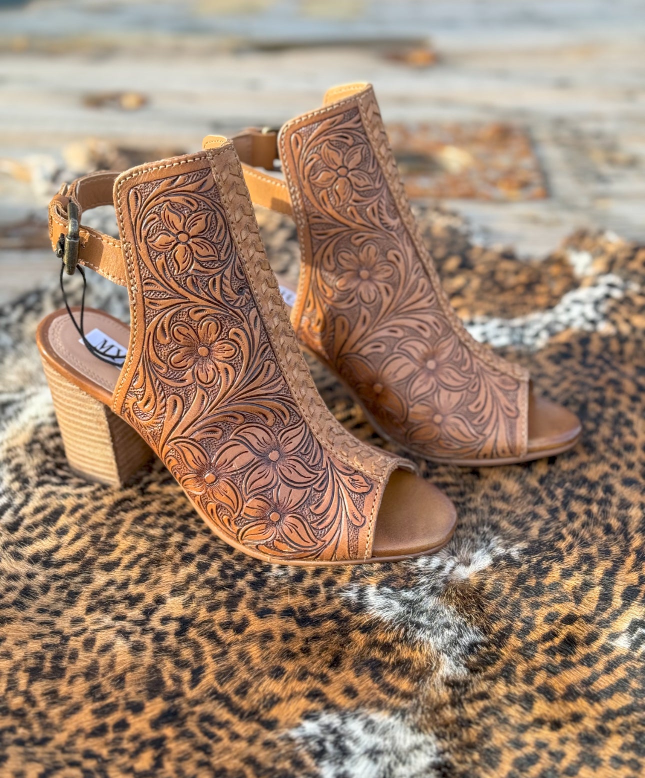 Monika Hand Tooled Leather Heels