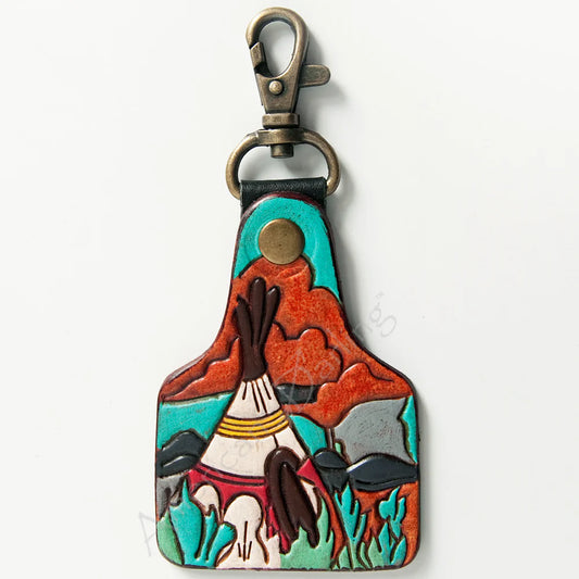 Welcome To The Teepee Cow Tag Keychain
