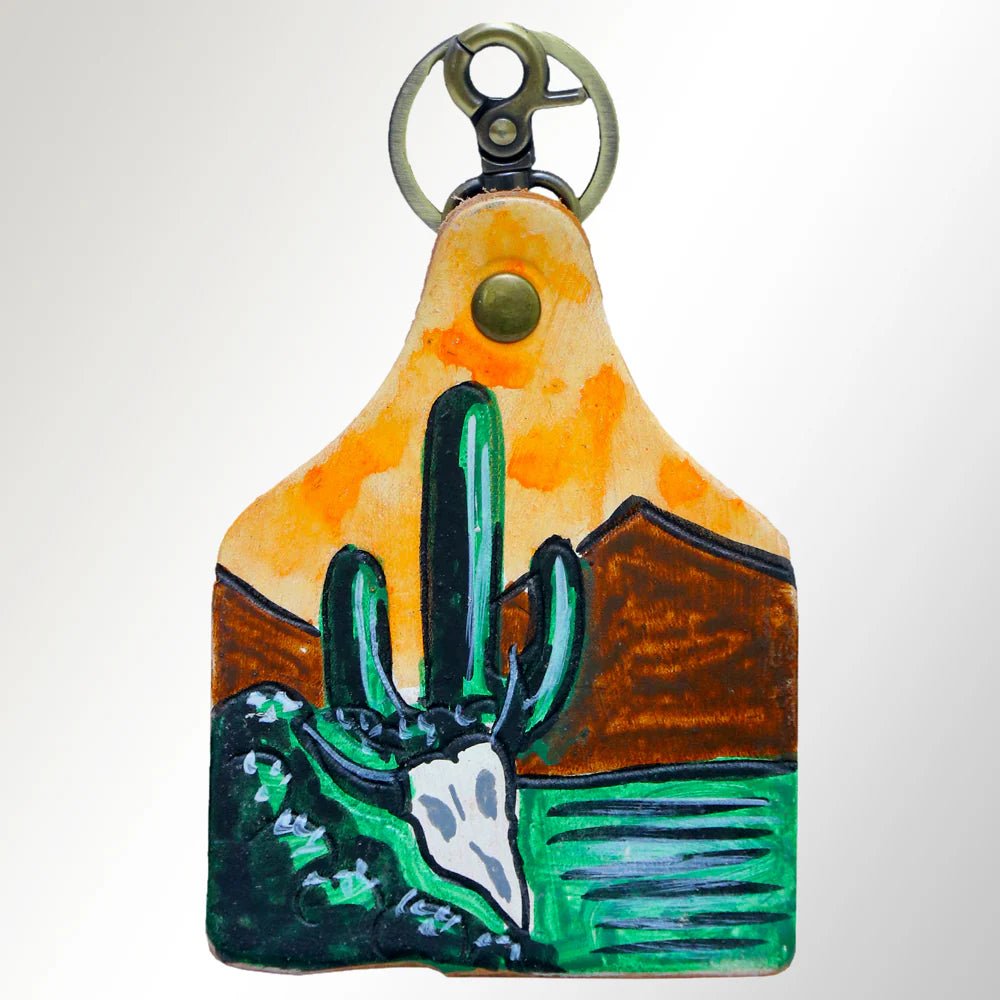 Desert Scene Cow Tag Keychain