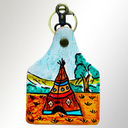 Teepee Cow Tag Keychain