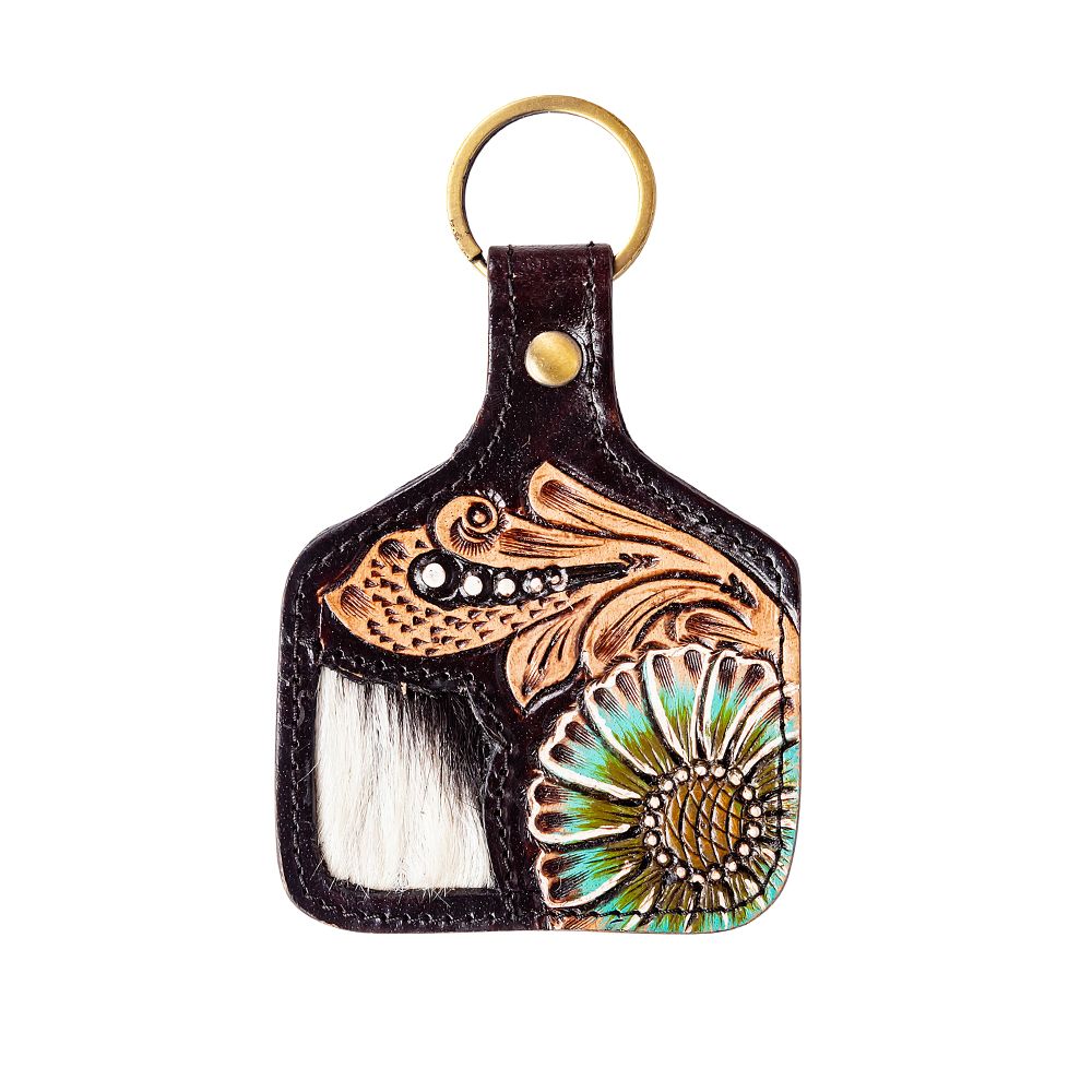 Wildflower Hand Tooled Keychain