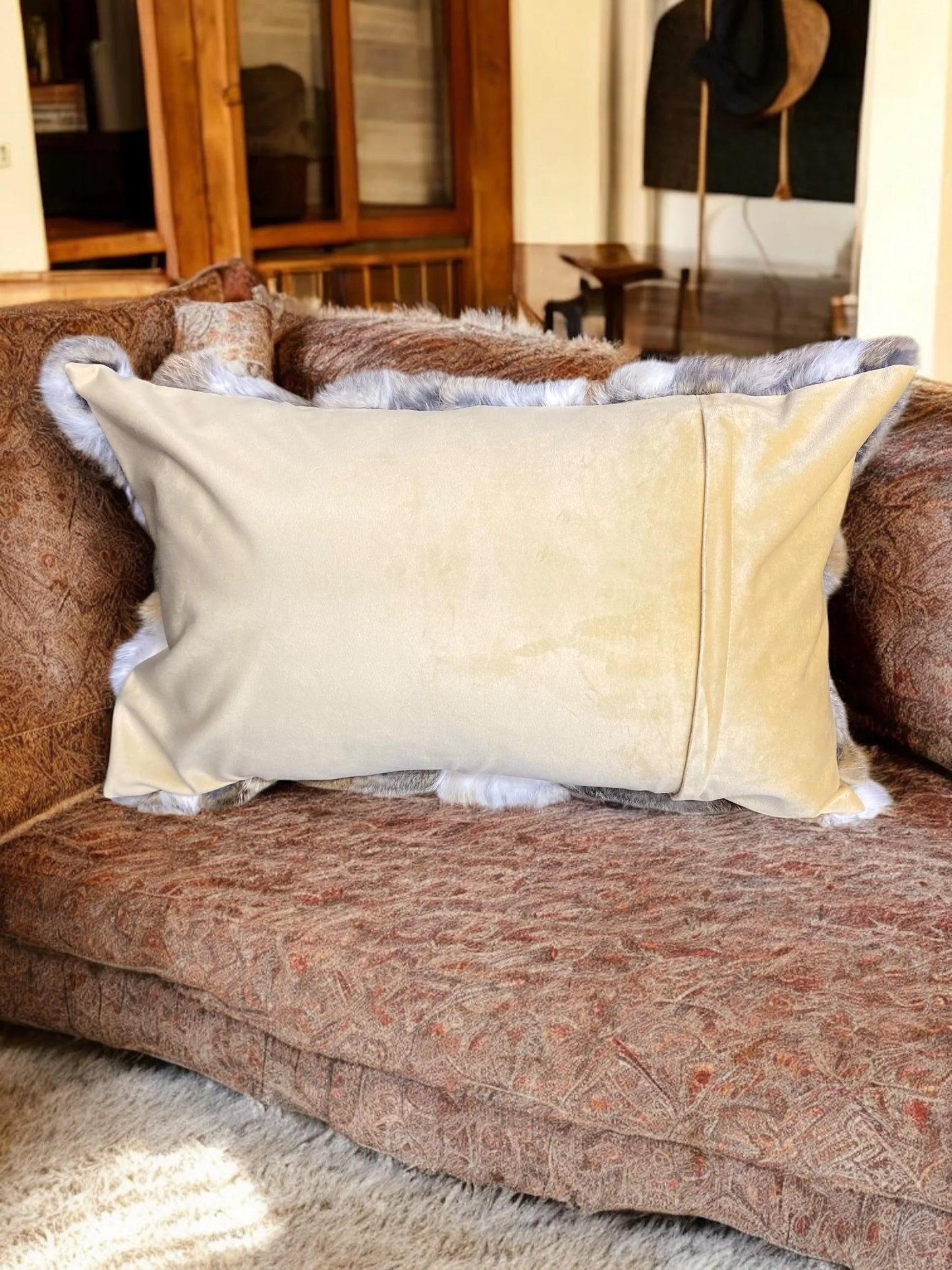 Tan & White Lumbar Pillow