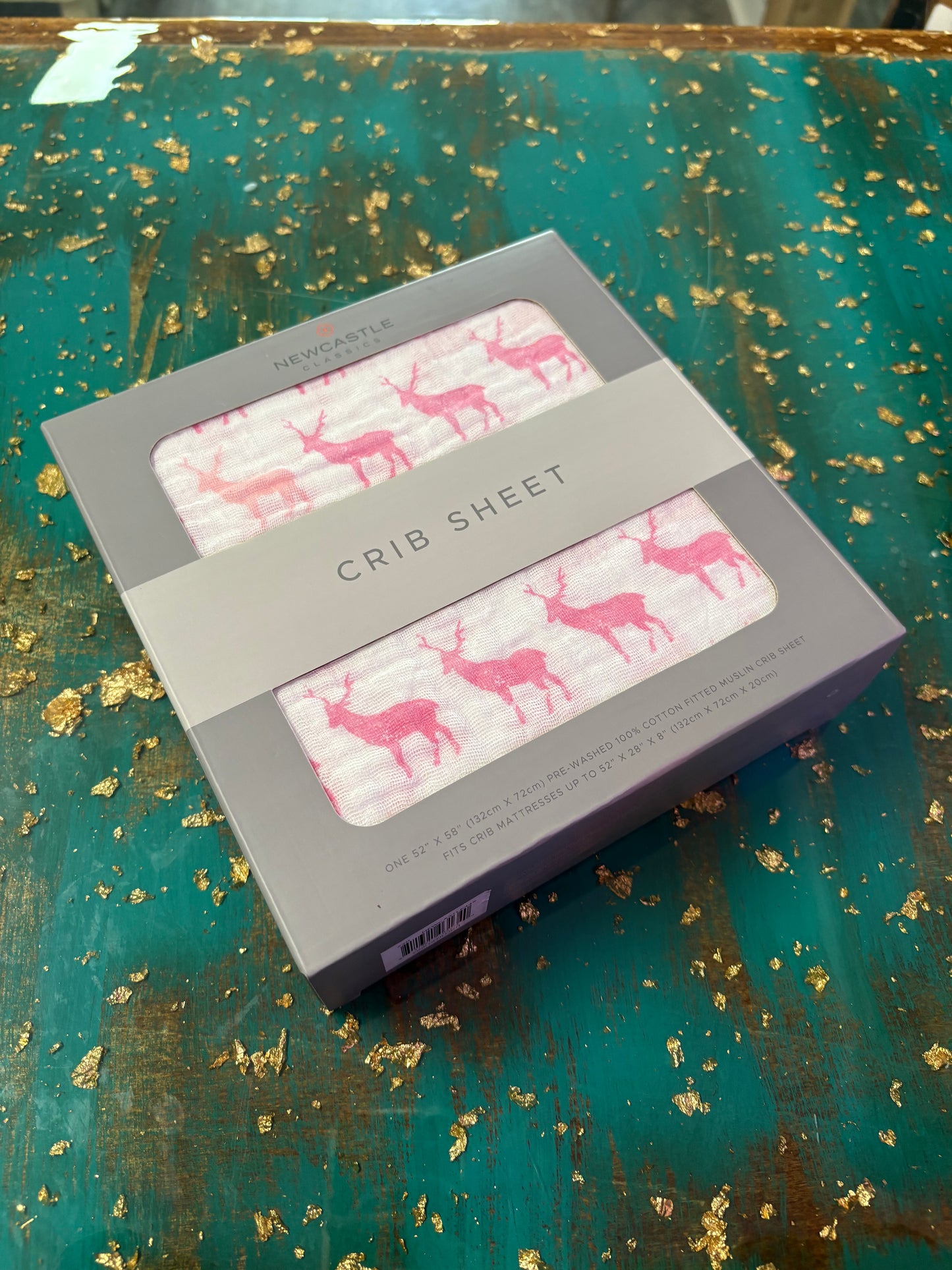 Pink Deer Crib Sheet