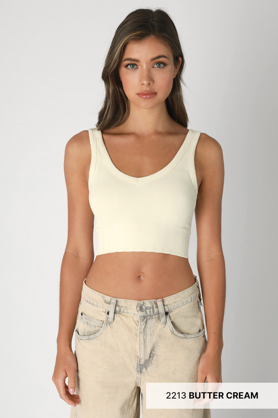 Nikibiki  Reversible Herringbone Crop Top