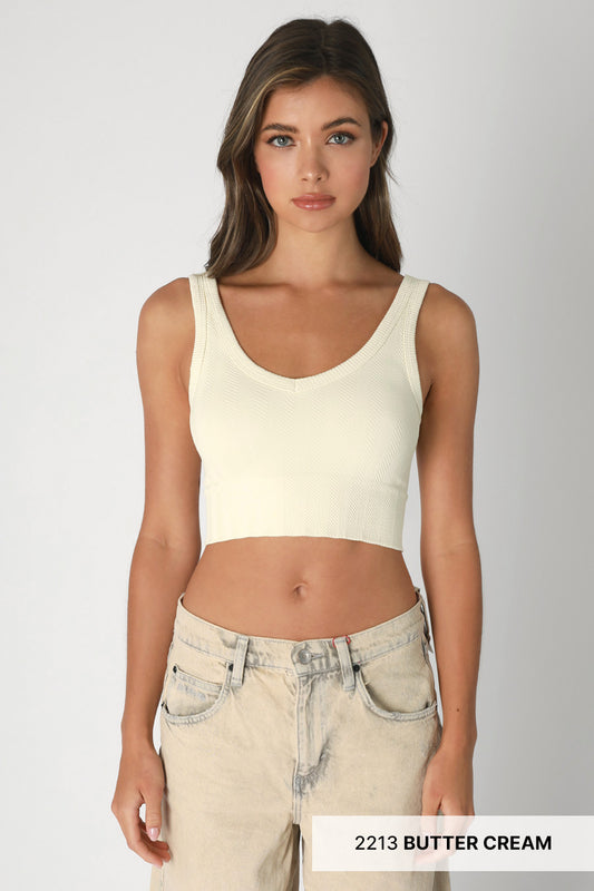 Nikibiki  Reversible Herringbone Crop Top