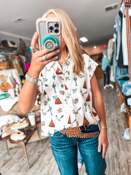 Ivory Roadrunner Button Down