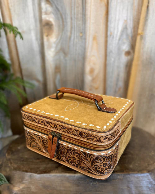 Boot Stitch Hand Tooled Leather Jewelry Case
