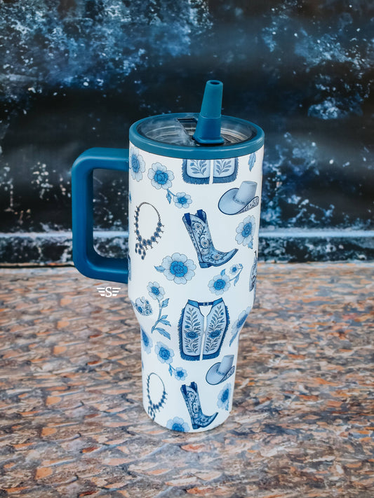 Western Chinoiserie Flip Top Tumbler