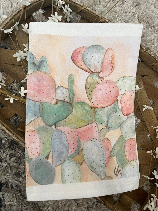 Cotton Candy Cactus Tea Towel