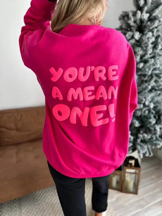 You're a Mean One Pink Puff Graphic Crewneck