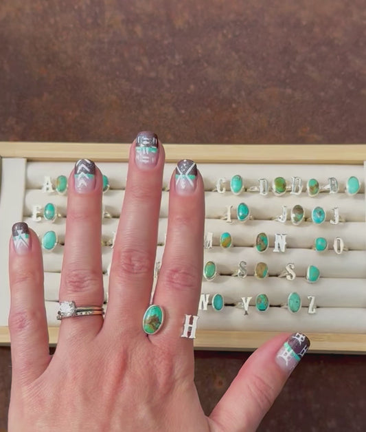 Custom Initial Turquoise Ring Adjustable