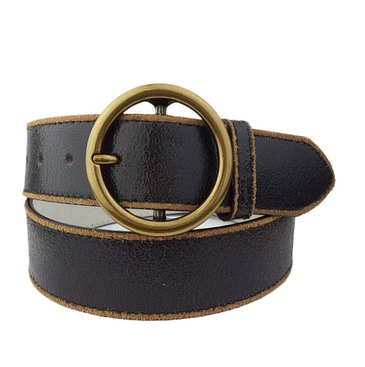 Vintage Leather belt with distress burnish edge